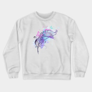 Feather with Butterflies ( Tattoo Style ) Crewneck Sweatshirt